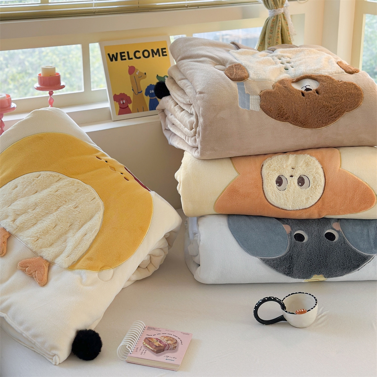 91家纺网 家纺一手货源 找家纺 暖生活 2025新款立体牛奶绒小毛球系列秋冬被被子被芯 组合