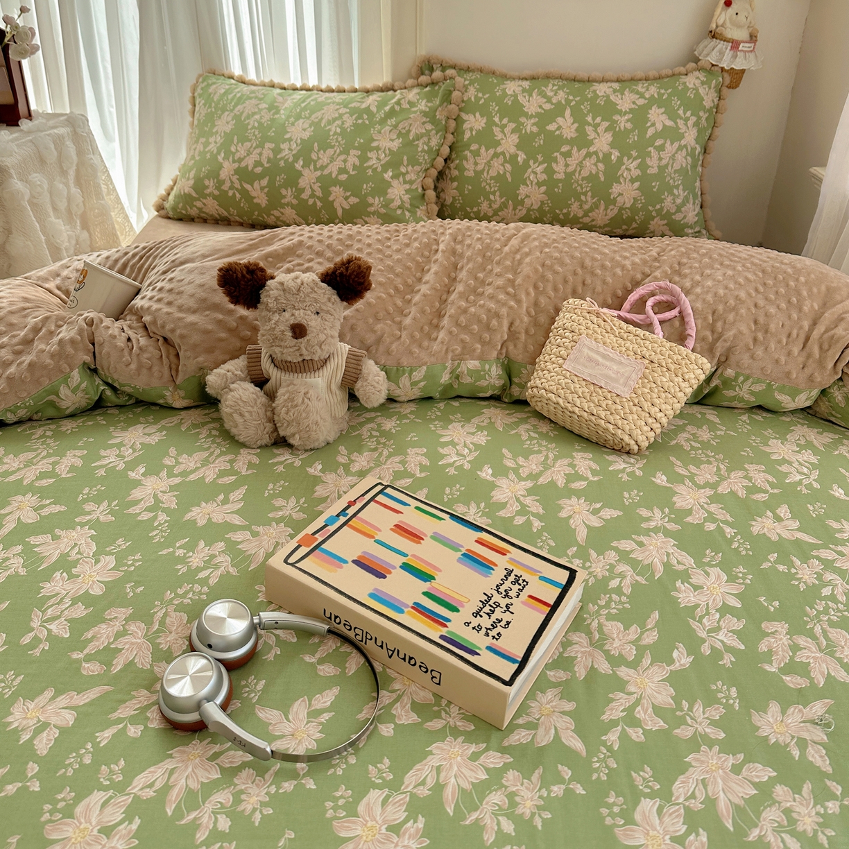 91家纺网 家纺一手货源 找家纺  Sweet dreams甜梦 2025新款A类双层纱豆豆绒棉加绒四件套 温婉话语