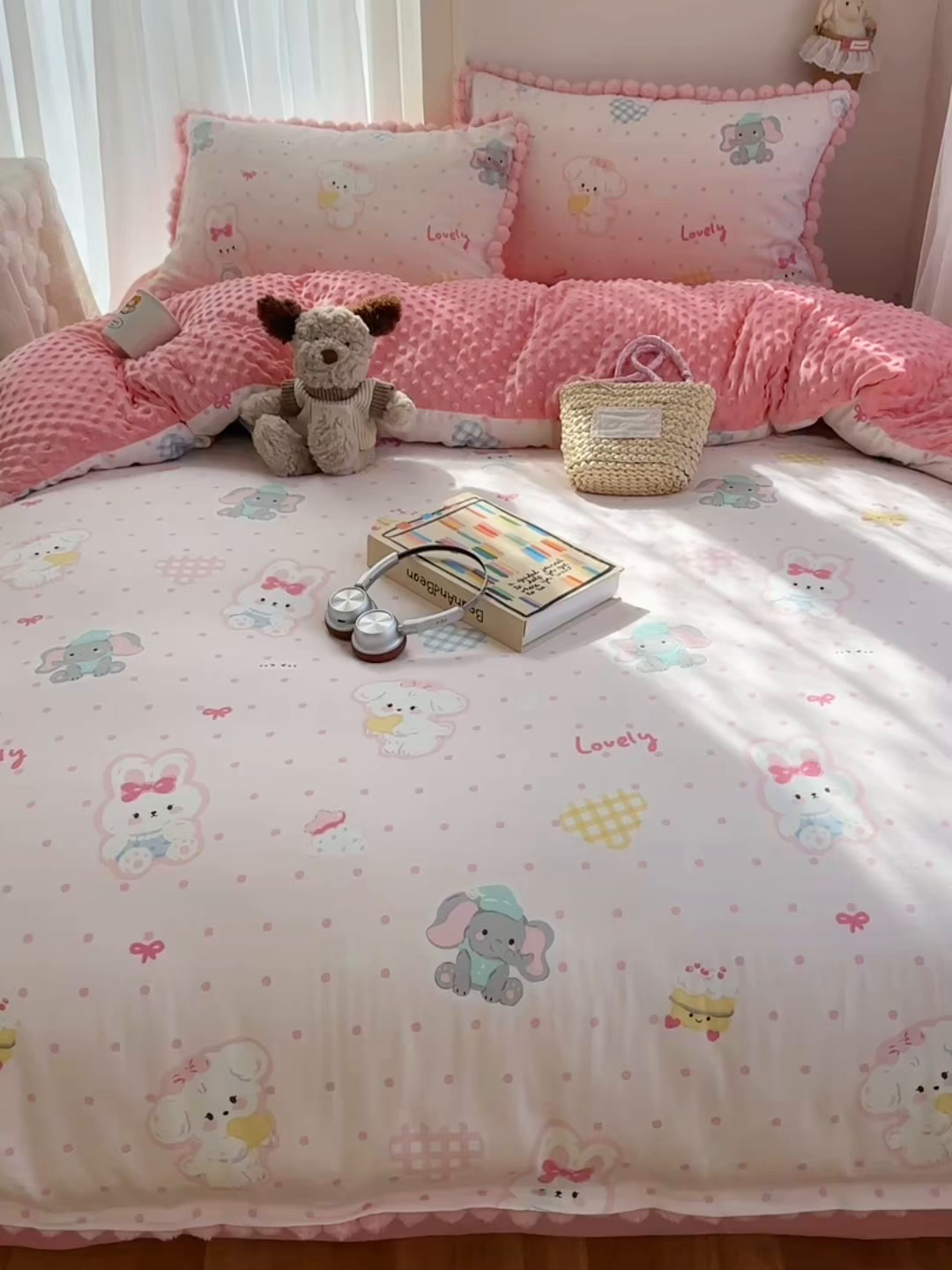 91家纺网 家纺一手货源 找家纺  Sweet dreams甜梦 2025新款A类双层纱豆豆绒棉加绒四件套 童趣王国