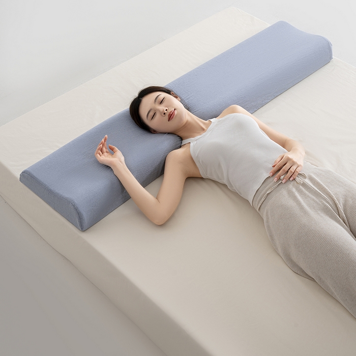 91家纺网 家纺一手货源 找家纺 （总）昕科 2025新款全棉记忆棉曲线双人长枕-纯棉水洗棉记忆棉双人枕头波浪曲线双人长枕芯