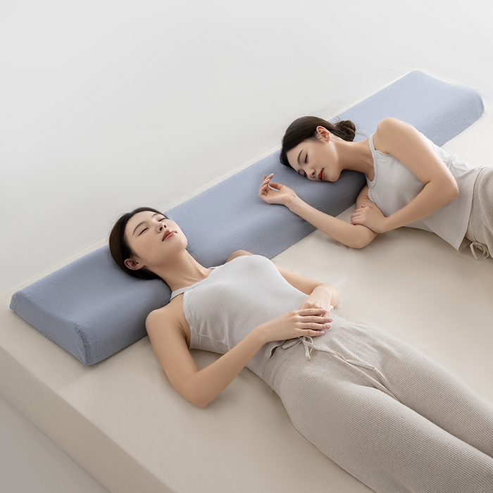 91家纺网 家纺一手货源 找家纺 （总）昕科 2025新款全棉记忆棉曲线双人长枕-纯棉水洗棉记忆棉双人枕头波浪曲线双人长枕芯