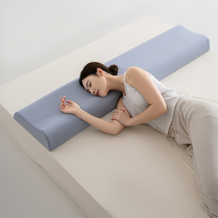 91家纺网 家纺一手货源 找家纺 （总）昕科 2025新款全棉记忆棉曲线双人长枕-纯棉水洗棉记忆棉双人枕头波浪曲线双人长枕芯