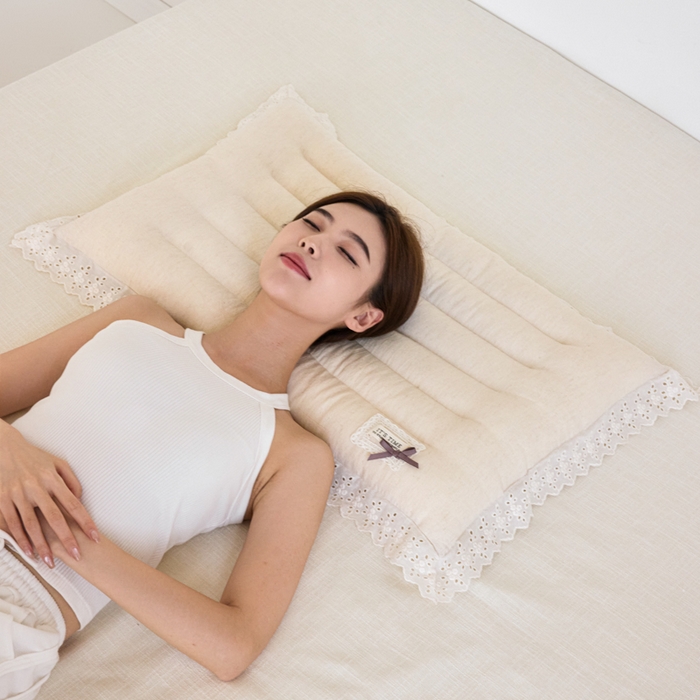 91家纺网 家纺一手货源 找家纺 （总）昕科 2025新款蕾丝花边棉麻定型低枕枕头枕芯