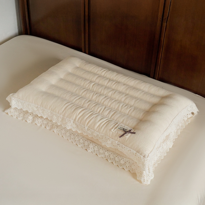 91家纺网 家纺一手货源 找家纺 （总）昕科 2025新款蕾丝花边棉麻定型低枕枕头枕芯