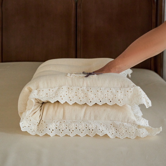 91家纺网 家纺一手货源 找家纺 （总）昕科 2025新款蕾丝花边棉麻定型低枕枕头枕芯