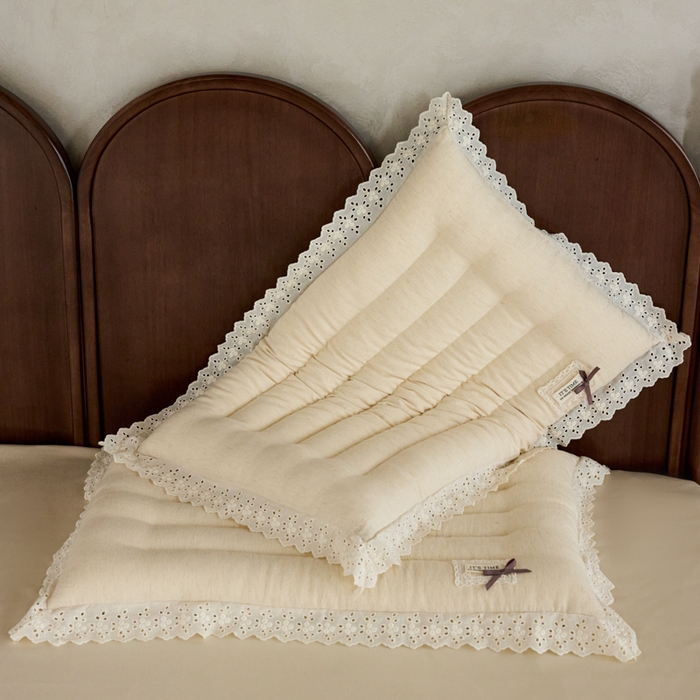 91家纺网 家纺一手货源 找家纺 （总）昕科 2025新款蕾丝花边棉麻定型低枕枕头枕芯