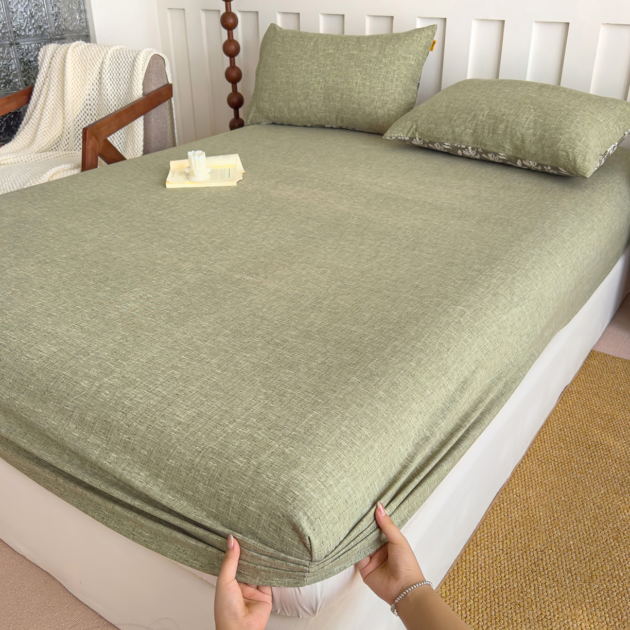 91家纺网 家纺一手货源 找家纺 （总）灿哈家纺 2025新款纯色简约麻床笠单品床笠床笠单件单床笠