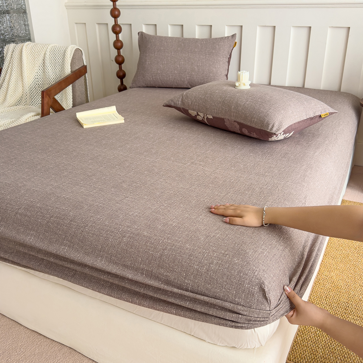 91家纺网 家纺一手货源 找家纺 （总）灿哈家纺 2025新款纯色简约麻床笠单品床笠床笠单件单床笠