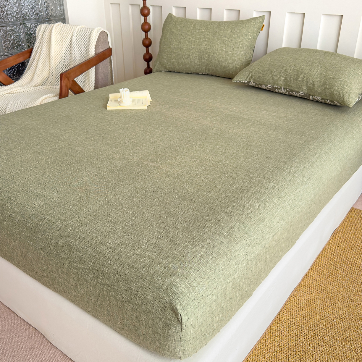 91家纺网 家纺一手货源 找家纺 （总）灿哈家纺 2025新款纯色简约麻床笠单品床笠床笠单件单床笠