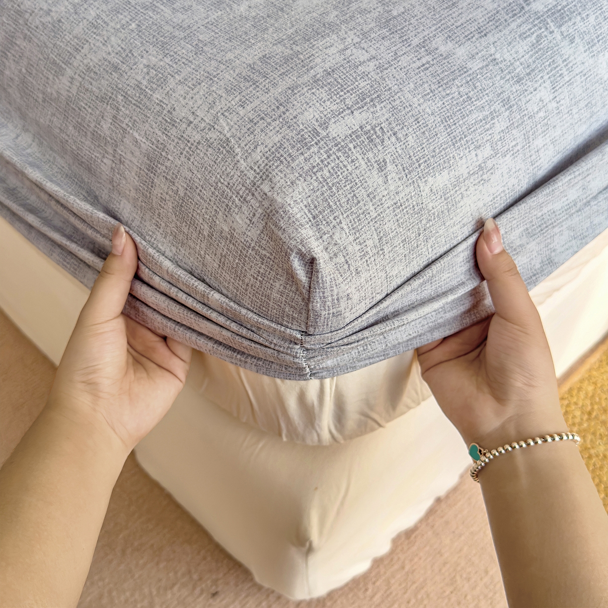 91家纺网 家纺一手货源 找家纺 灿哈家纺 2025新款纯色简约麻床笠单品床笠床笠单件单床笠 银灰