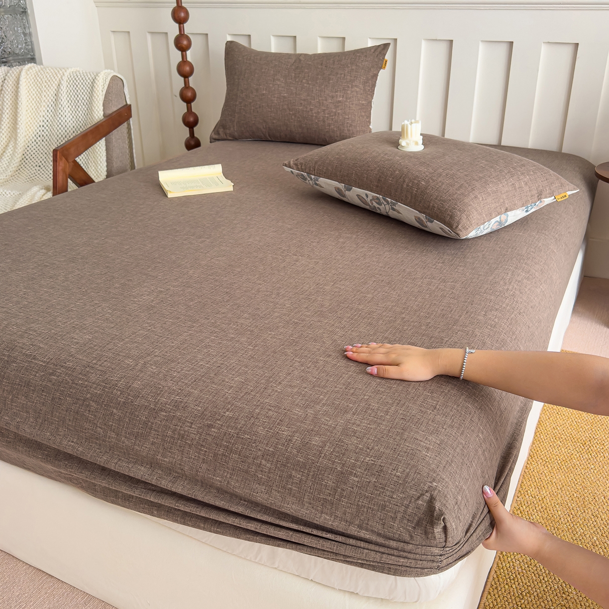 91家纺网 家纺一手货源 找家纺 （总）灿哈家纺 2025新款纯色简约麻床笠单品床笠床笠单件单床笠