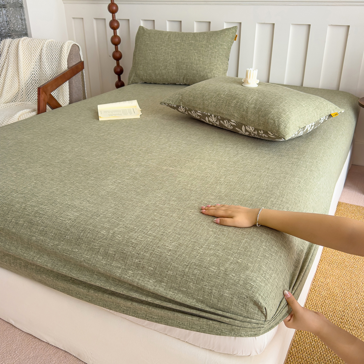 91家纺网 家纺一手货源 找家纺 （总）灿哈家纺 2025新款纯色简约麻床笠单品床笠床笠单件单床笠