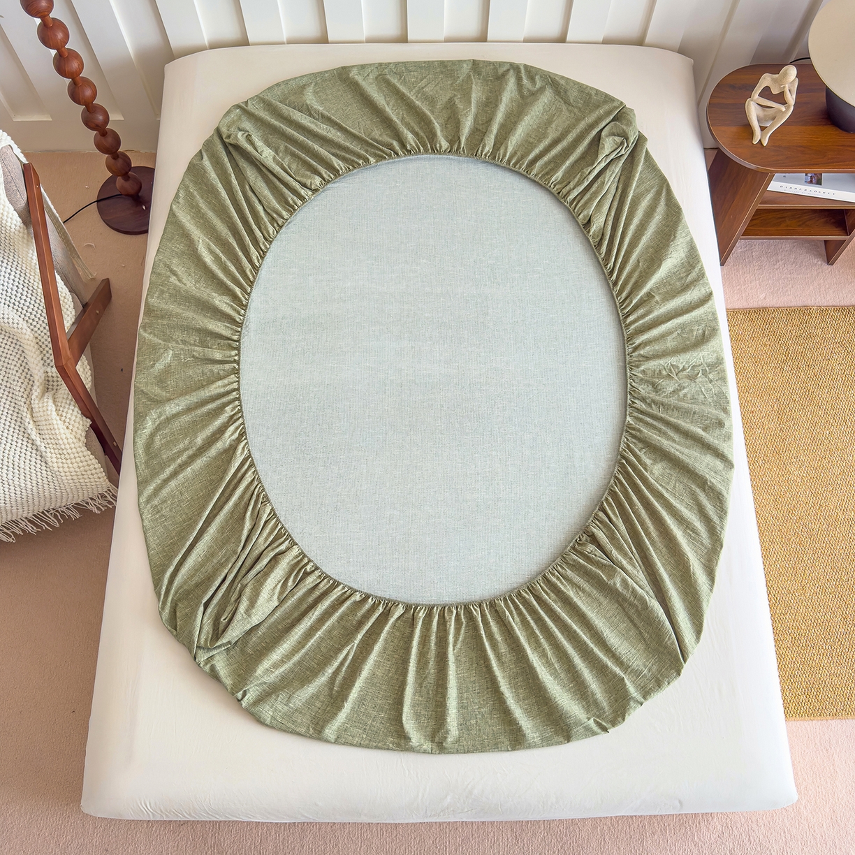 91家纺网 家纺一手货源 找家纺 （总）灿哈家纺 2025新款纯色简约麻床笠单品床笠床笠单件单床笠