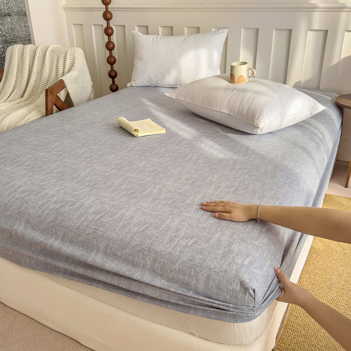91家纺网 家纺一手货源 找家纺 （总）灿哈家纺 2025新款纯色简约麻床笠单品床笠床笠单件单床笠