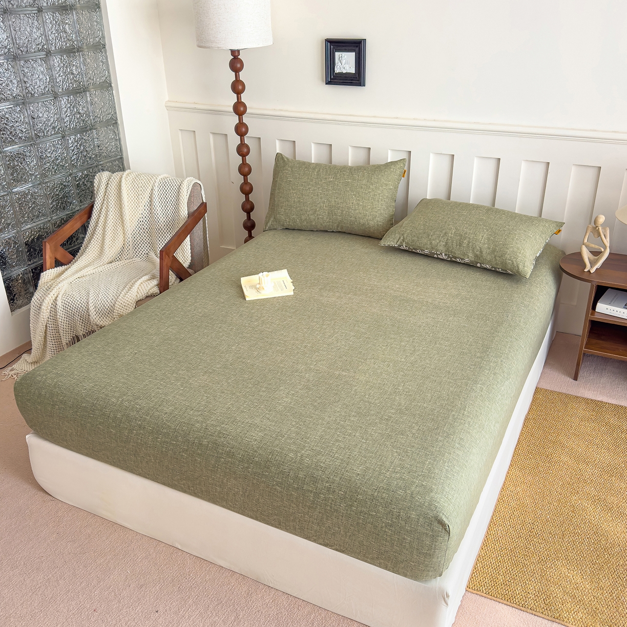 91家纺网 家纺一手货源 找家纺 （总）灿哈家纺 2025新款纯色简约麻床笠单品床笠床笠单件单床笠