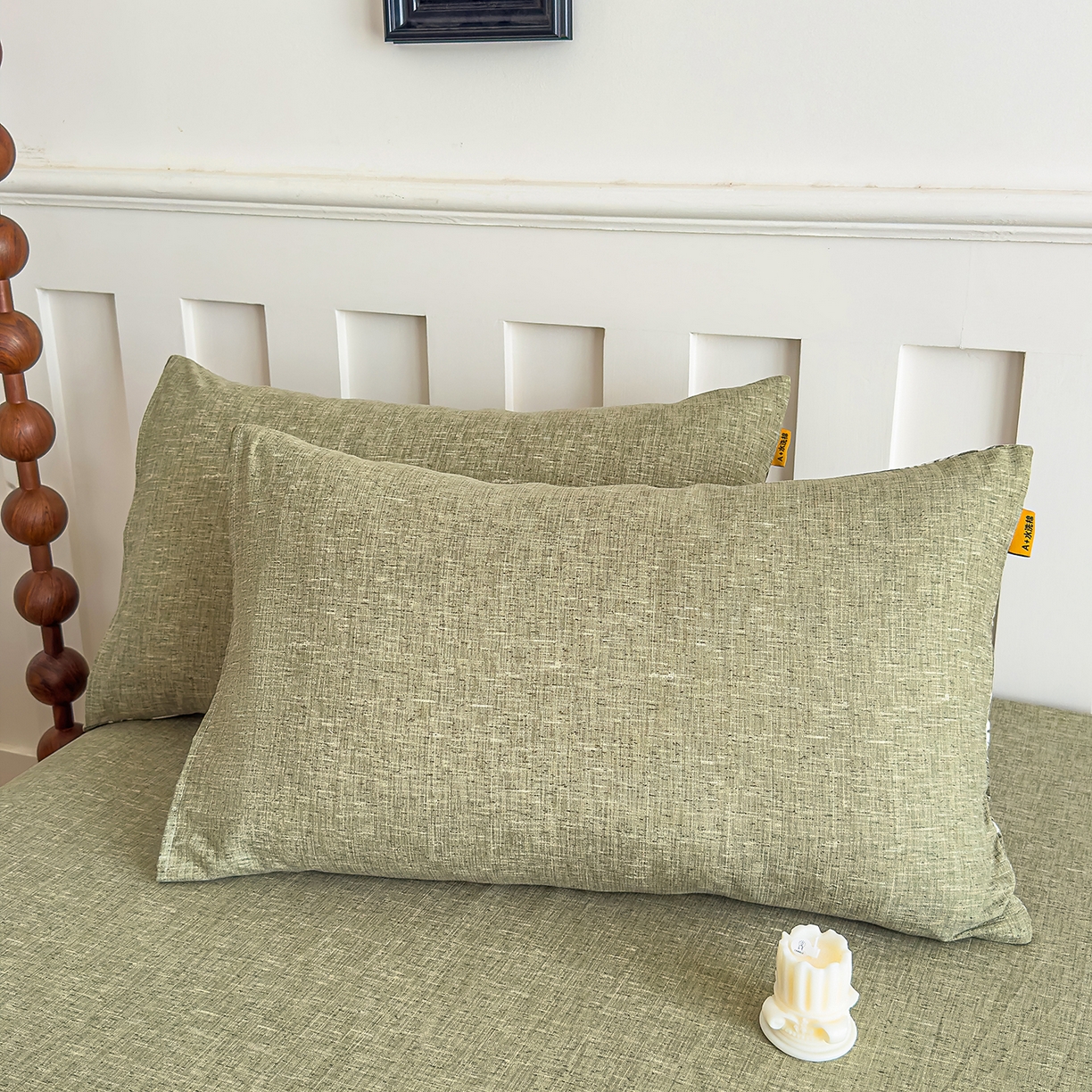 91家纺网 家纺一手货源 找家纺 灿哈家纺 2025新款纯色简约麻床笠单品床笠床笠单件单床笠 草绿