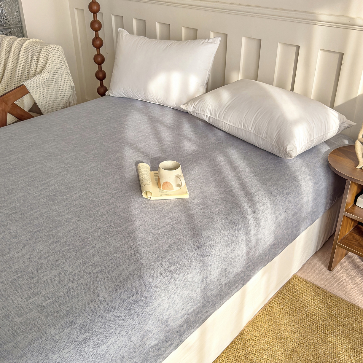 91家纺网 家纺一手货源 找家纺 灿哈家纺 2025新款纯色简约麻床笠单品床笠床笠单件单床笠 银灰