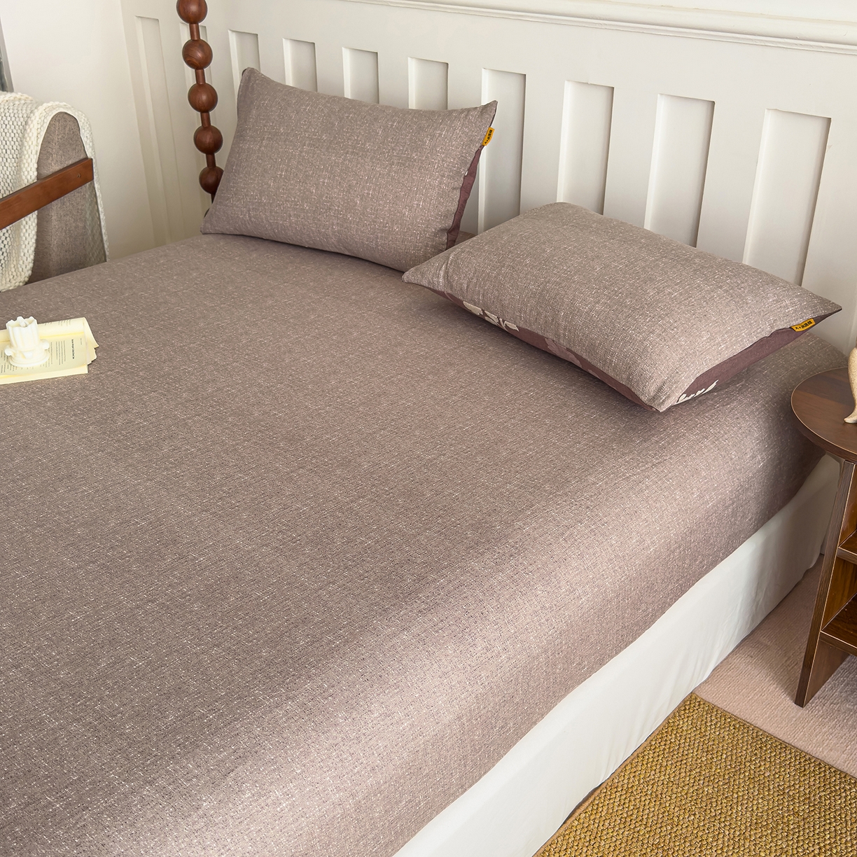 91家纺网 家纺一手货源 找家纺 灿哈家纺 2025新款纯色简约麻床笠单品床笠床笠单件单床笠 浅咖