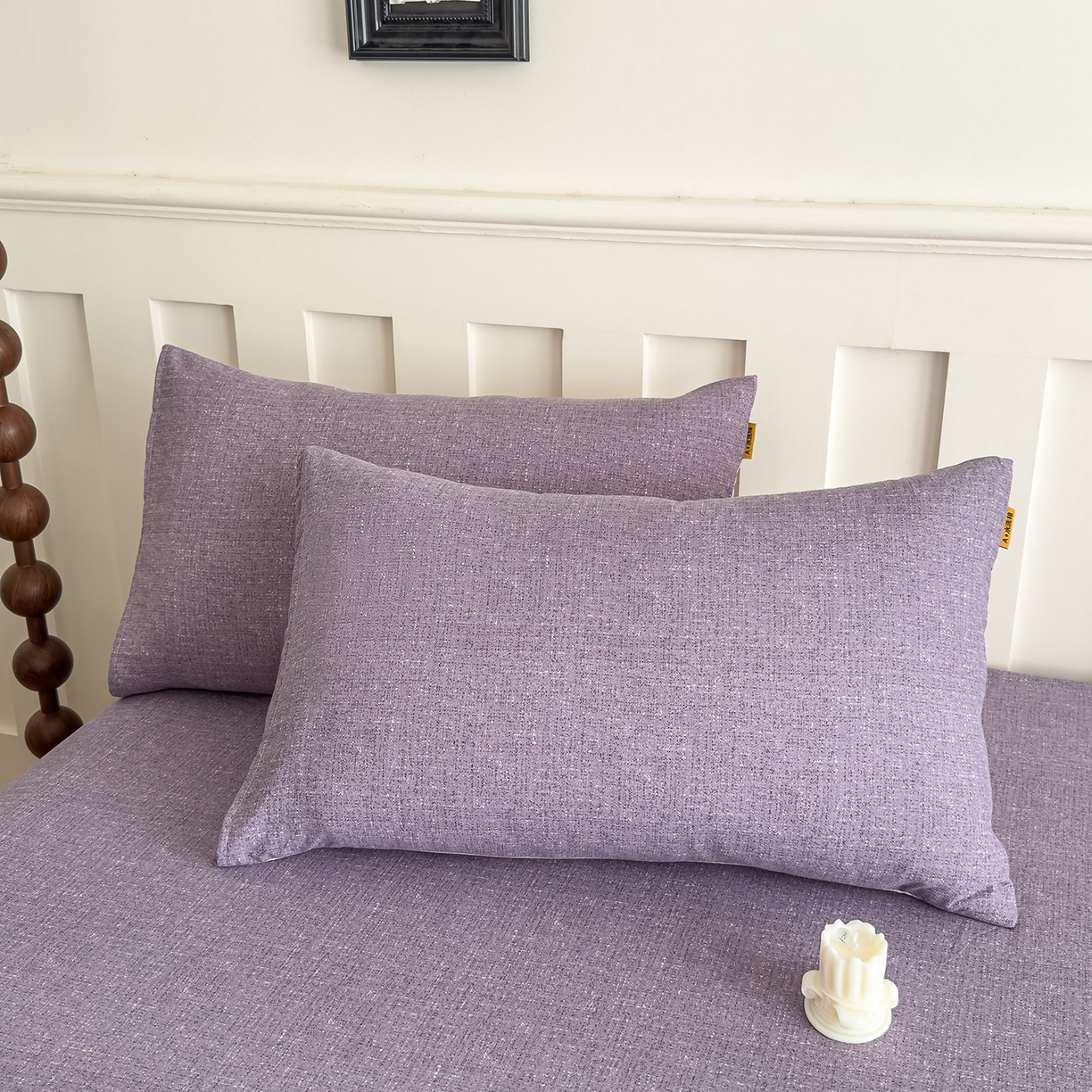 91家纺网 家纺一手货源 找家纺 灿哈家纺 2025新款纯色简约麻床笠单品床笠床笠单件单床笠 葡萄紫