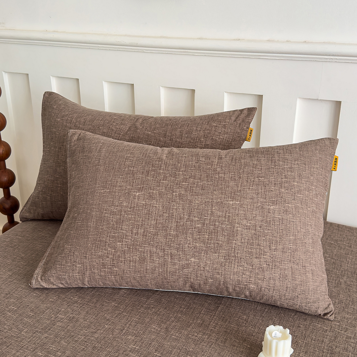 91家纺网 家纺一手货源 找家纺 灿哈家纺 2025新款纯色简约麻床笠单品床笠床笠单件单床笠 深咖