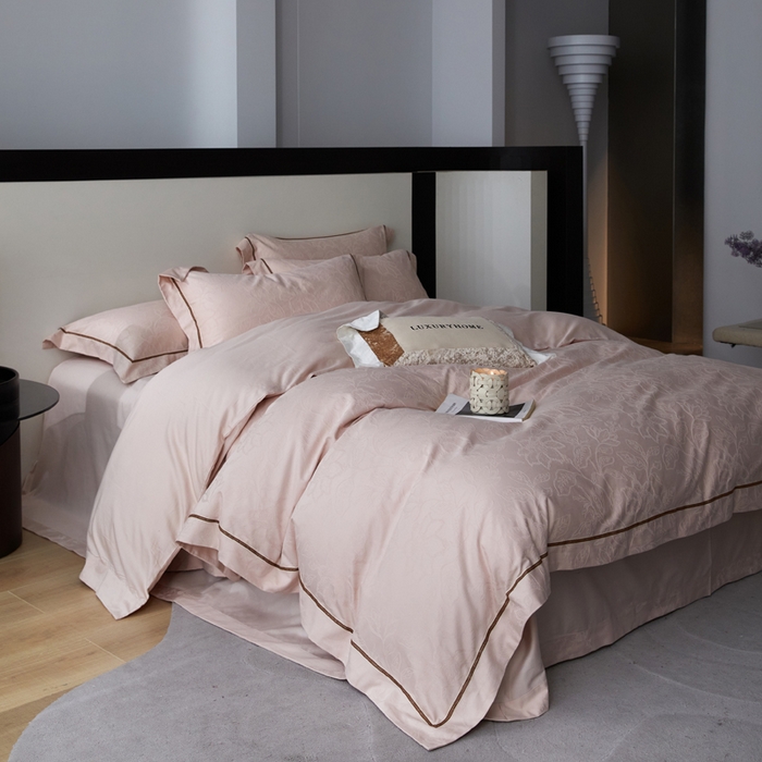 91家纺网 家纺一手货源 找家纺 （总）琉宿家纺 2026新款长绒棉纯棉知性简雅肌理浮雕提花长绒棉四件套