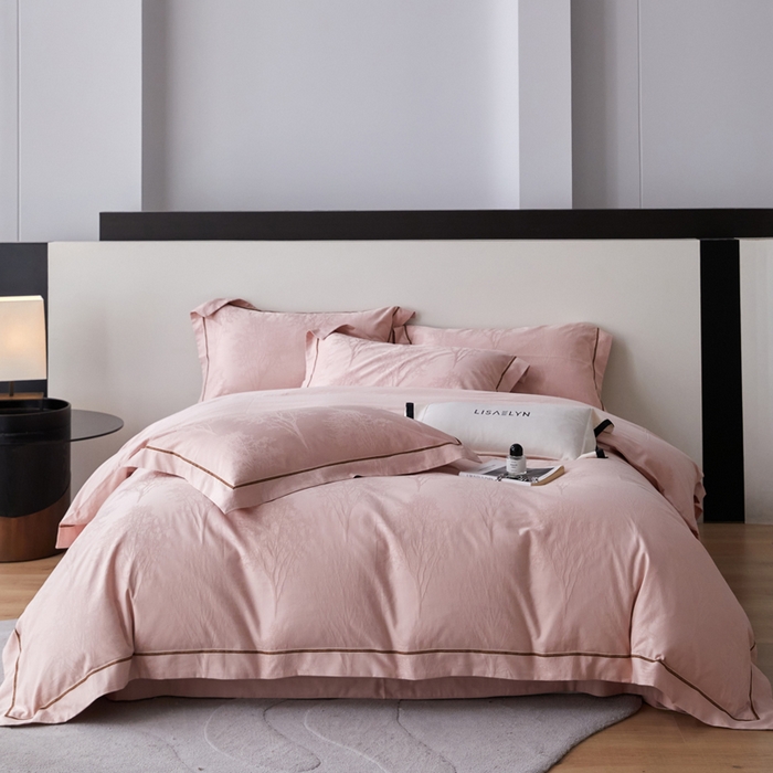 91家纺网 家纺一手货源 找家纺 （总）琉宿家纺 2026新款长绒棉纯棉知性简雅肌理浮雕提花长绒棉四件套