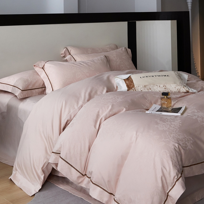 91家纺网 家纺一手货源 找家纺 （总）琉宿家纺 2026新款长绒棉纯棉知性简雅肌理浮雕提花长绒棉四件套