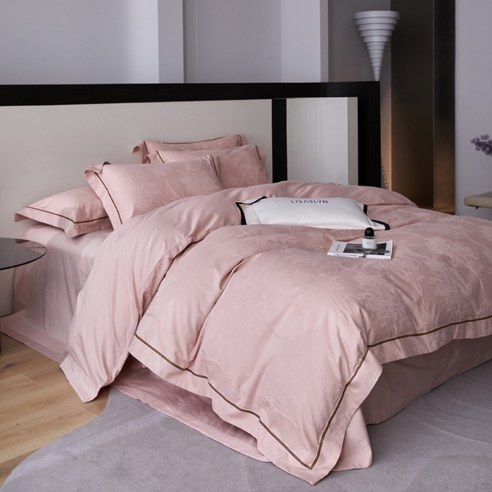 91家纺网 家纺一手货源 找家纺 （总）琉宿家纺 2026新款长绒棉纯棉知性简雅肌理浮雕提花长绒棉四件套