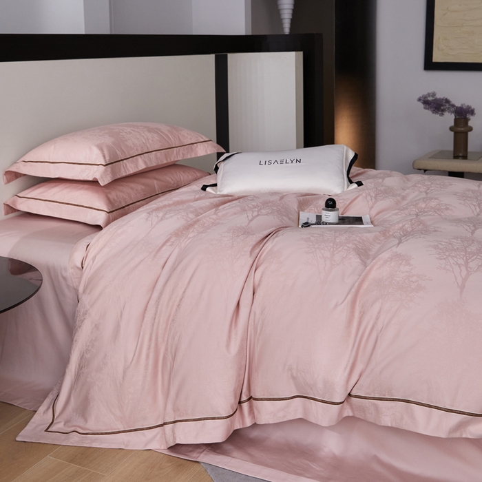 91家纺网 家纺一手货源 找家纺 （总）琉宿家纺 2026新款长绒棉纯棉知性简雅肌理浮雕提花长绒棉四件套