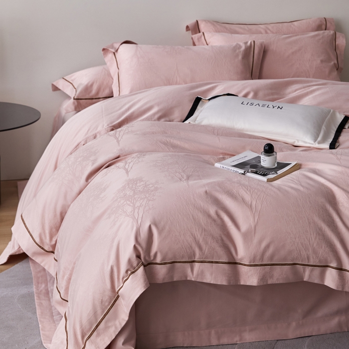 91家纺网 家纺一手货源 找家纺 （总）琉宿家纺 2026新款长绒棉纯棉知性简雅肌理浮雕提花长绒棉四件套