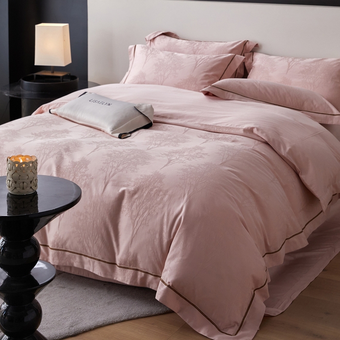 91家纺网 家纺一手货源 找家纺 （总）琉宿家纺 2026新款长绒棉纯棉知性简雅肌理浮雕提花长绒棉四件套