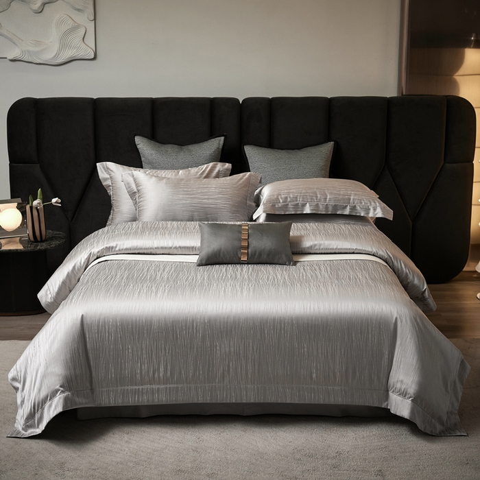 91家纺网 家纺一手货源 找家纺 （总）琉宿家纺 2026新款臻丝高精密色织金银丝提花四件套