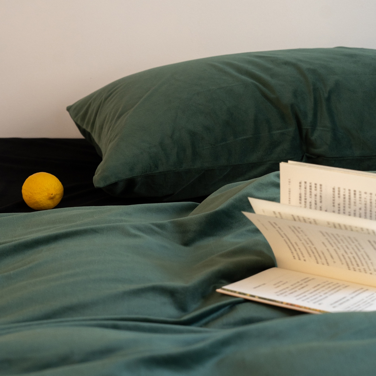 91家纺网 家纺一手货源 找家纺 例外 2025新款高克重天鹅绒四件套-时光里 时光里-墨绿