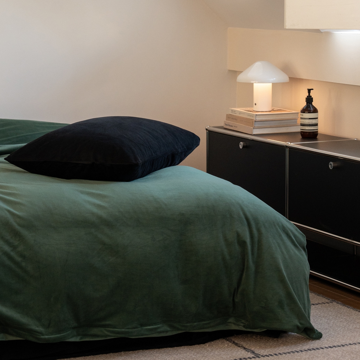 91家纺网 家纺一手货源 找家纺 例外 2025新款高克重天鹅绒四件套-时光里 时光里-墨绿