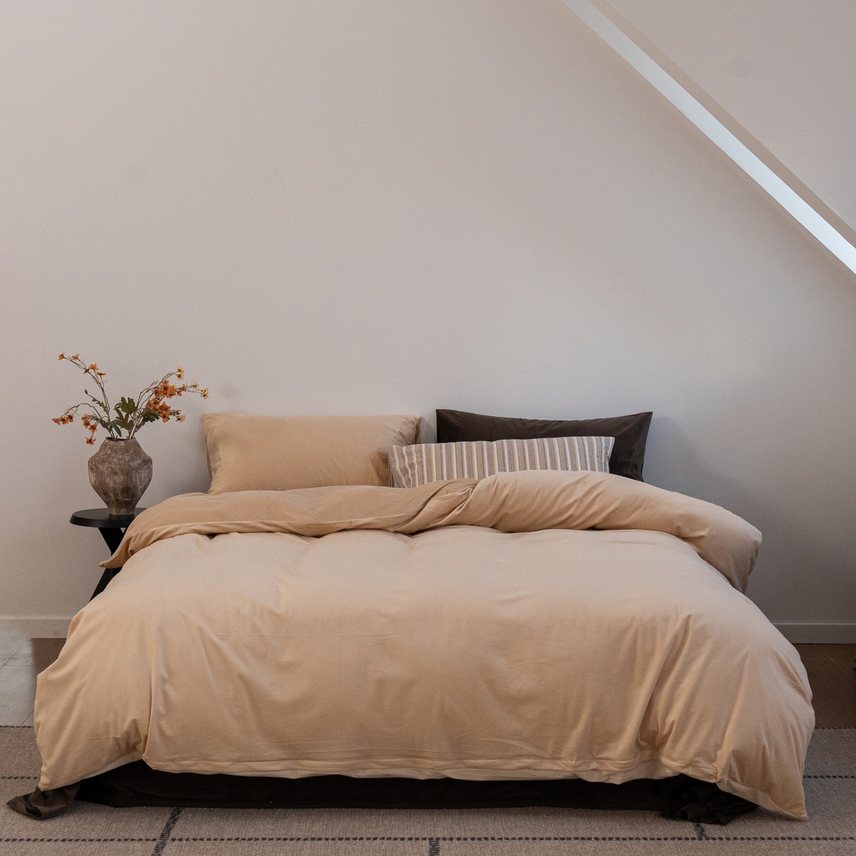 例外 2025新款高克重天鹅绒四件套-时光里 时光里-奶茶