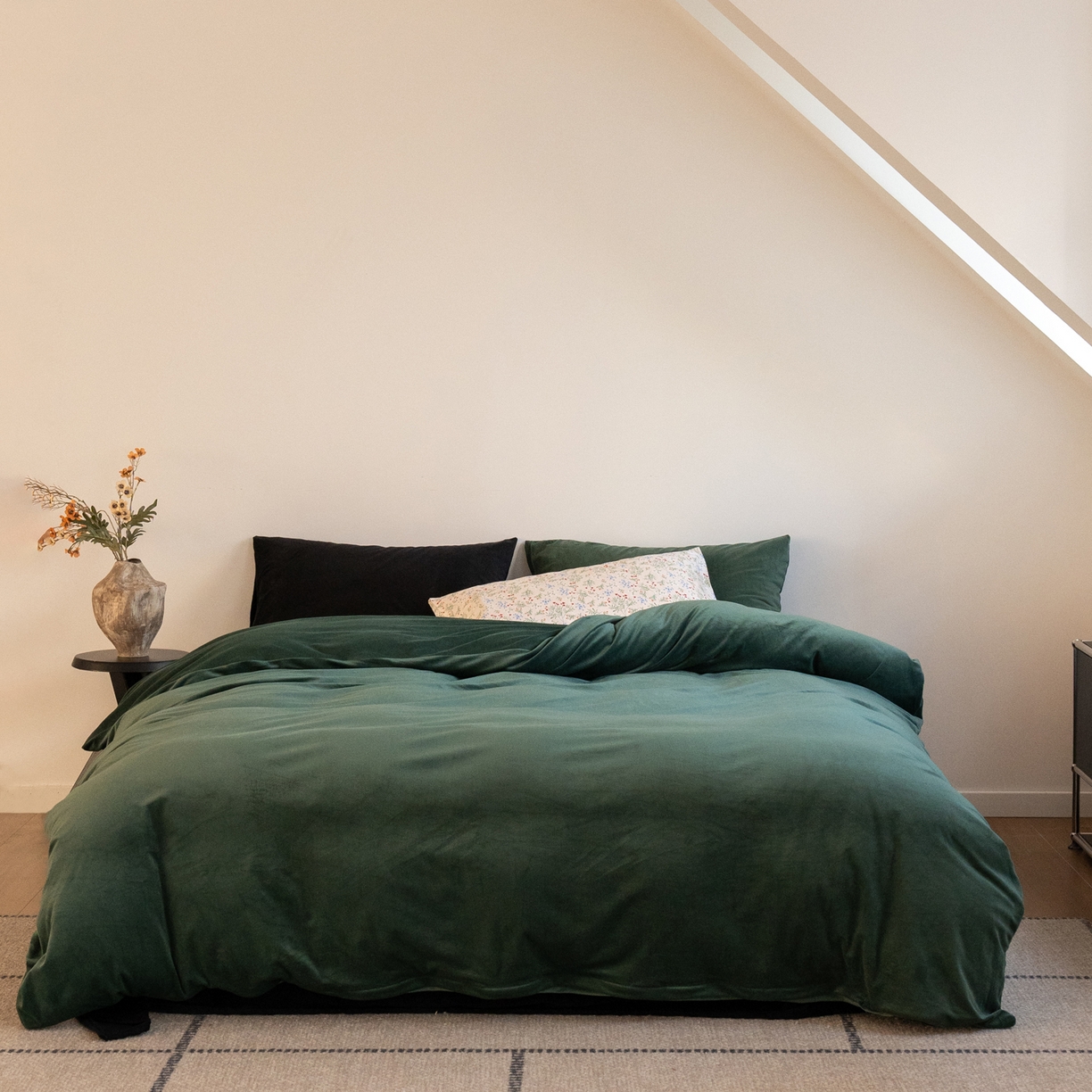 例外 2025新款高克重天鹅绒四件套-时光里 时光里-墨绿