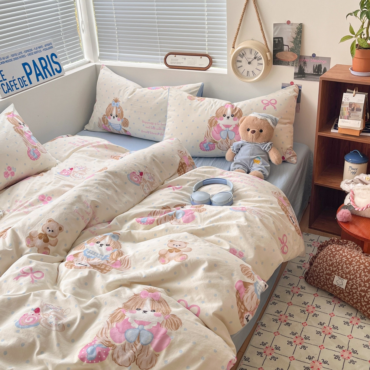 91家纺网 家纺一手货源 找家纺 优承佳生活馆 2026新款洛丽塔风水洗印花四件套学生三件套单被套系列 爱宠宝宝