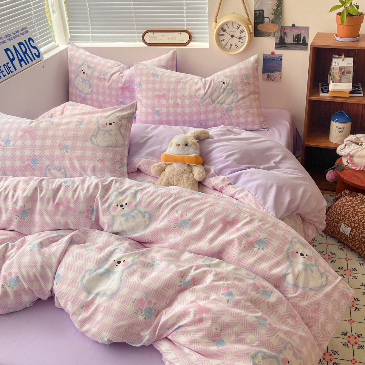 91家纺网 家纺一手货源 找家纺 优承佳生活馆 2026新款洛丽塔风水洗印花四件套学生三件套单被套系列 卖乖崽崽