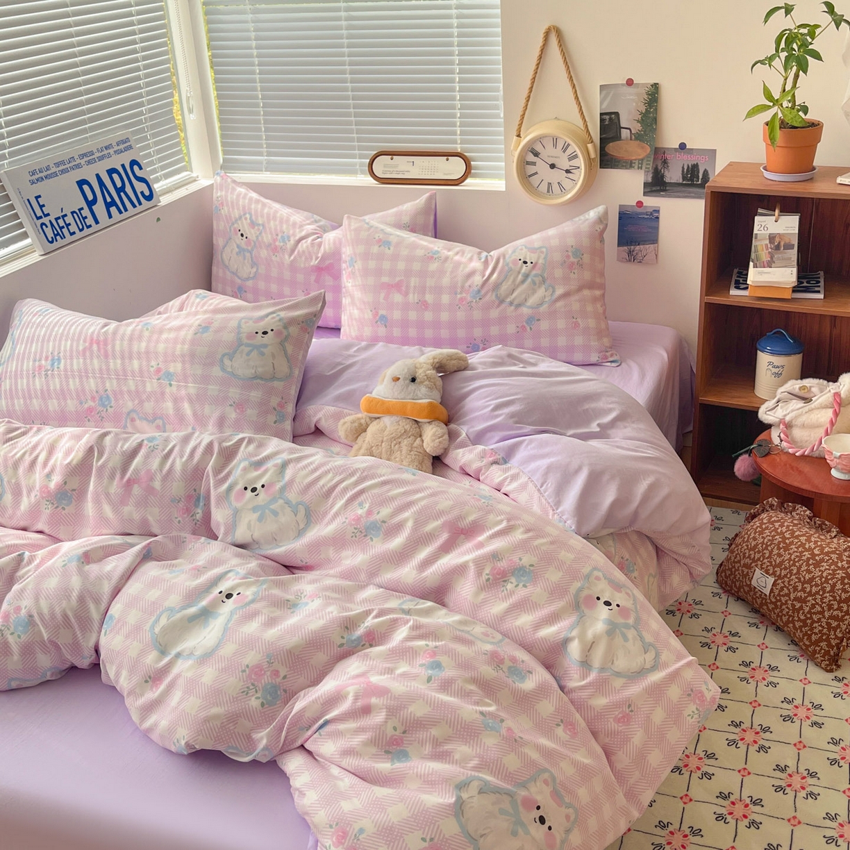 91家纺网 家纺一手货源 找家纺 优承佳生活馆 2026新款洛丽塔风水洗印花四件套学生三件套单被套系列 卖乖崽崽