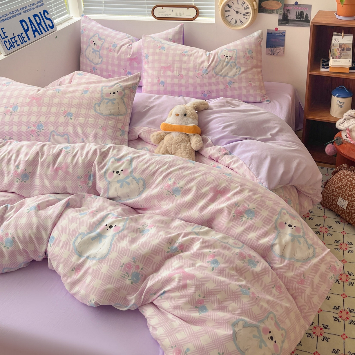 91家纺网 家纺一手货源 找家纺 优承佳生活馆 2026新款洛丽塔风水洗印花四件套学生三件套单被套系列 卖乖崽崽