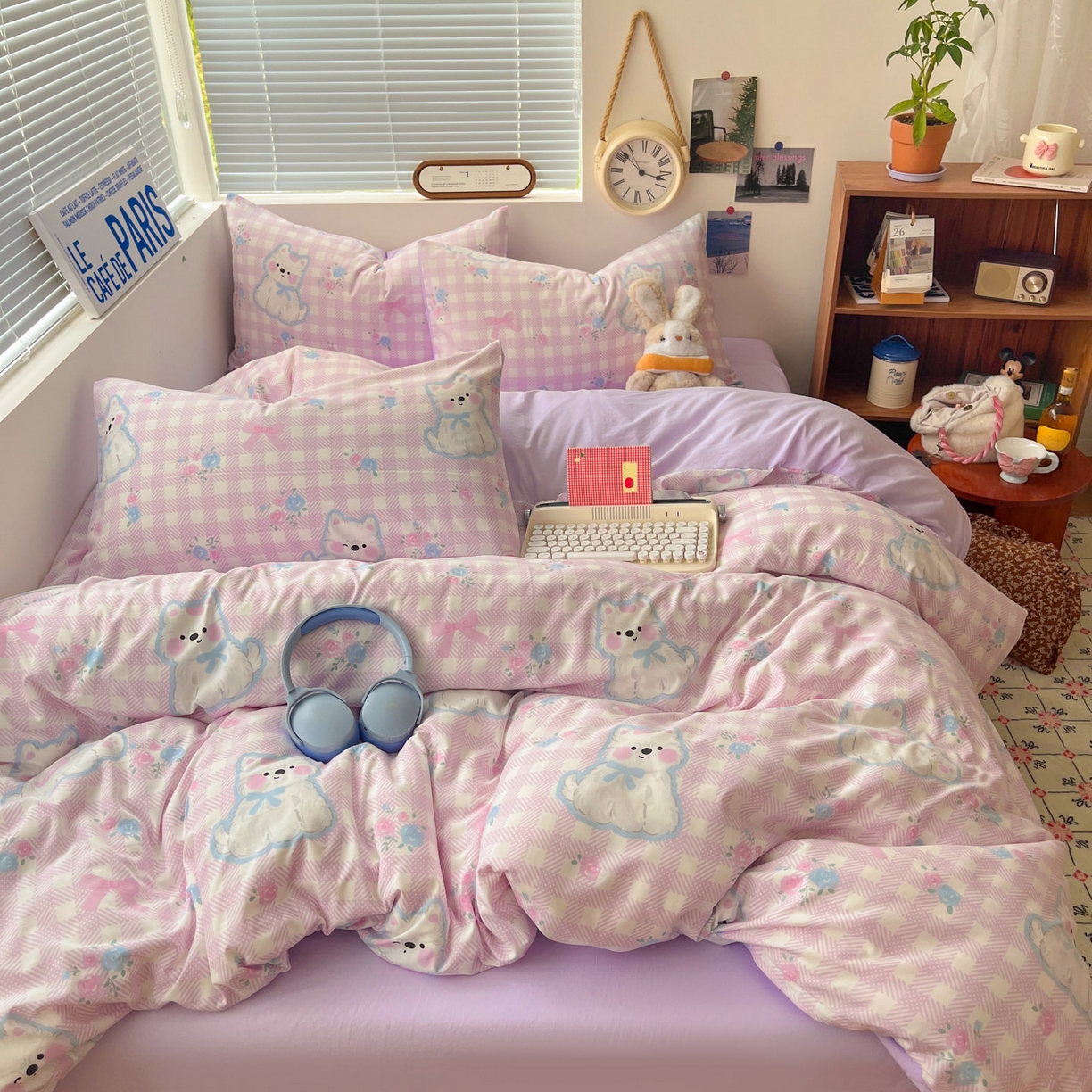 91家纺网 家纺一手货源 找家纺 优承佳生活馆 2026新款洛丽塔风水洗印花四件套学生三件套单被套系列 卖乖崽崽