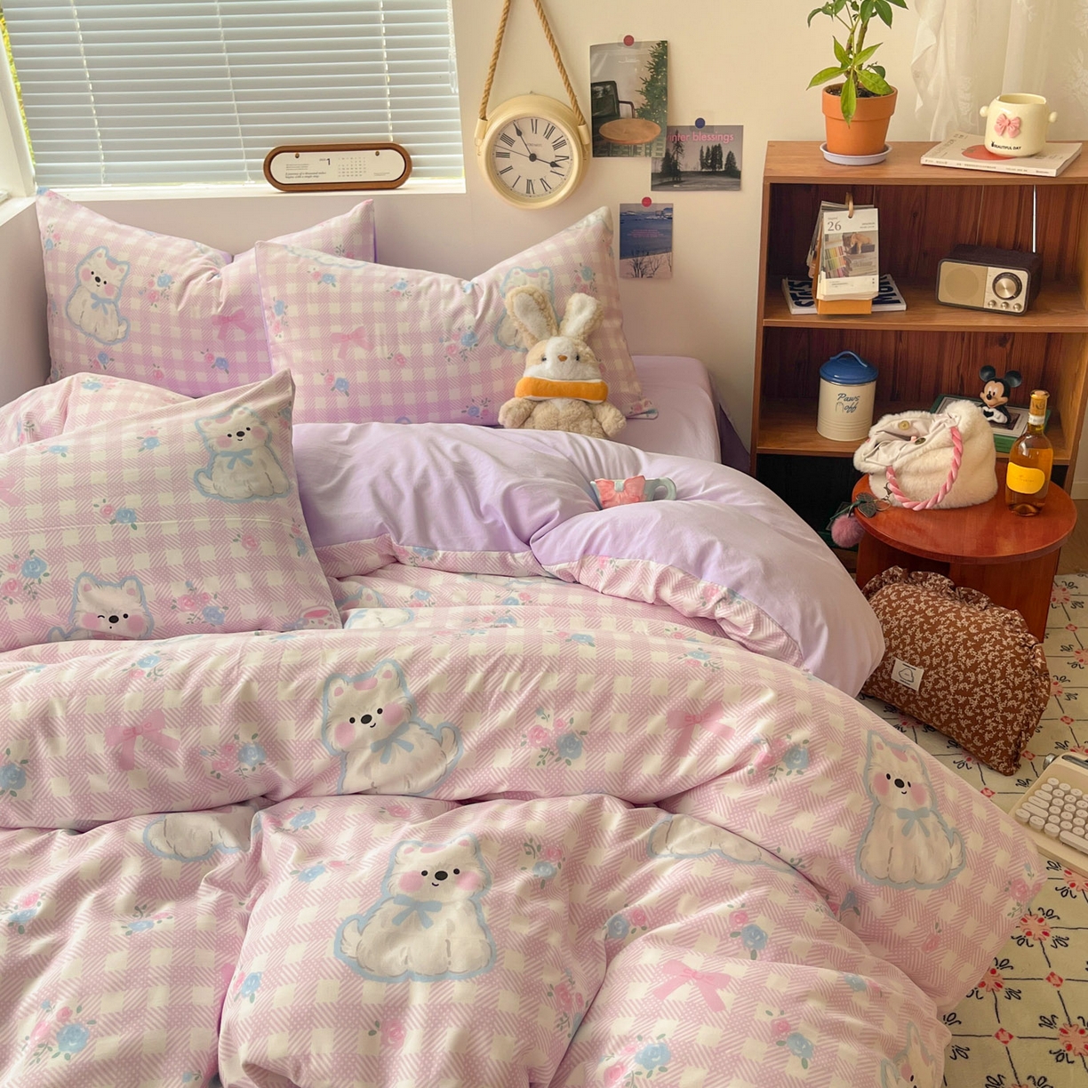 91家纺网 家纺一手货源 找家纺 优承佳生活馆 2026新款洛丽塔风水洗印花四件套学生三件套单被套系列 卖乖崽崽