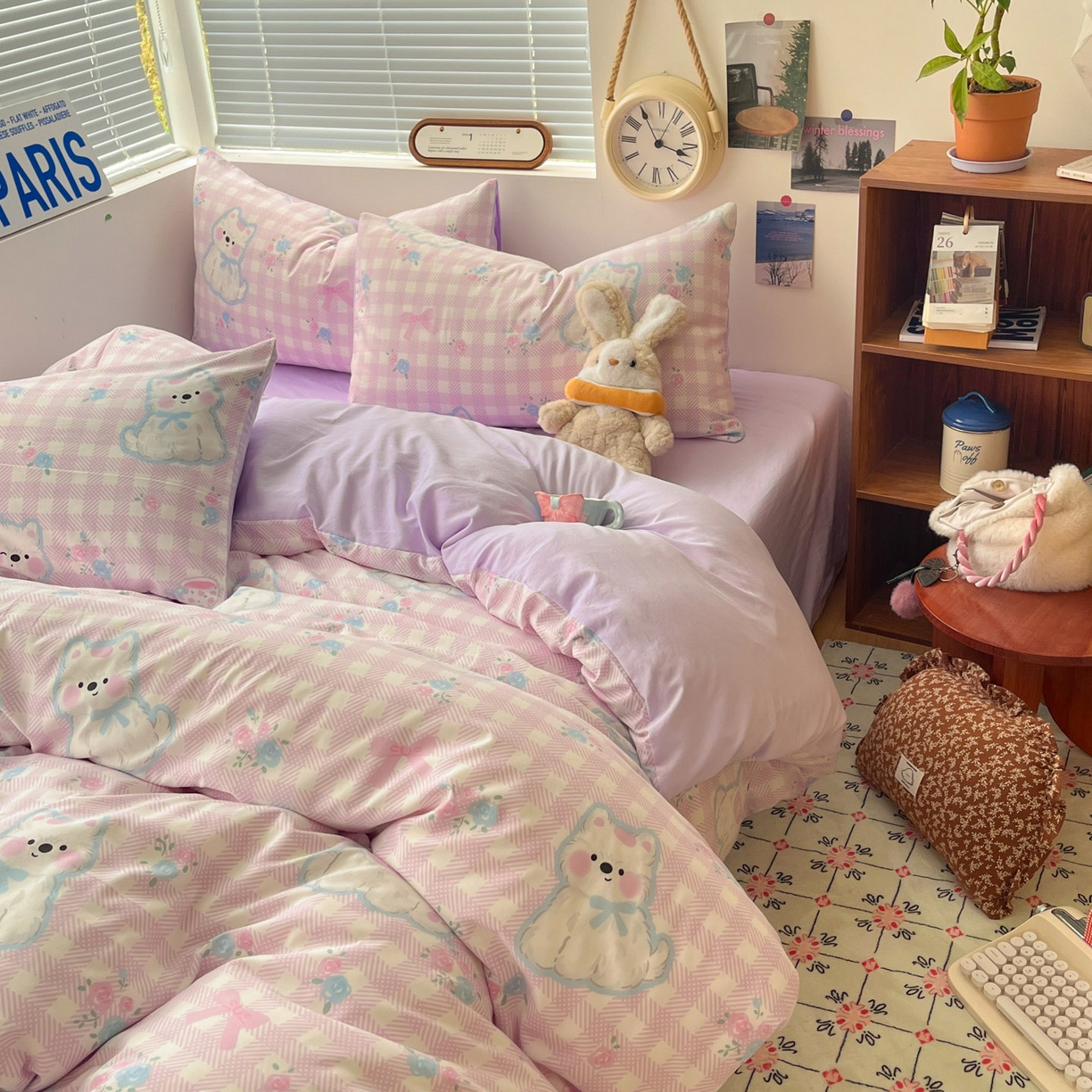 91家纺网 家纺一手货源 找家纺 优承佳生活馆 2026新款洛丽塔风水洗印花四件套学生三件套单被套系列 卖乖崽崽