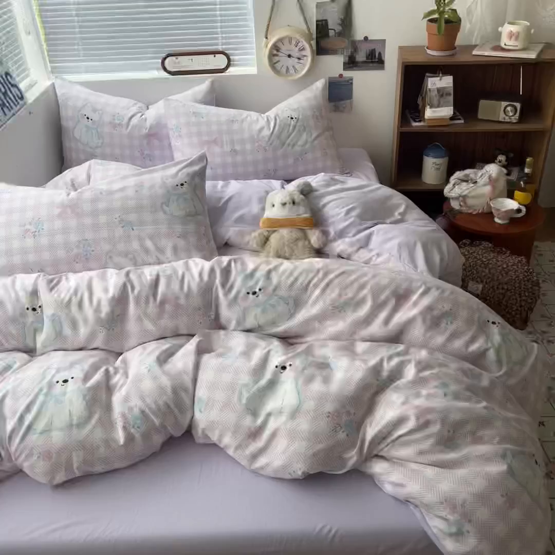 91家纺网 家纺一手货源 找家纺 优承佳生活馆 2026新款洛丽塔风水洗印花四件套学生三件套单被套系列 卖乖崽崽