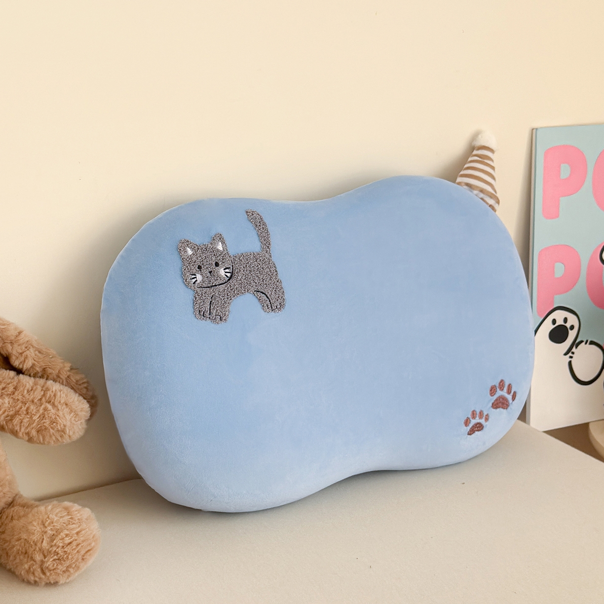 （总）云熙枕业 2025新款四面弹宝宝绒毛巾绣记忆棉猫肚枕枕头枕芯