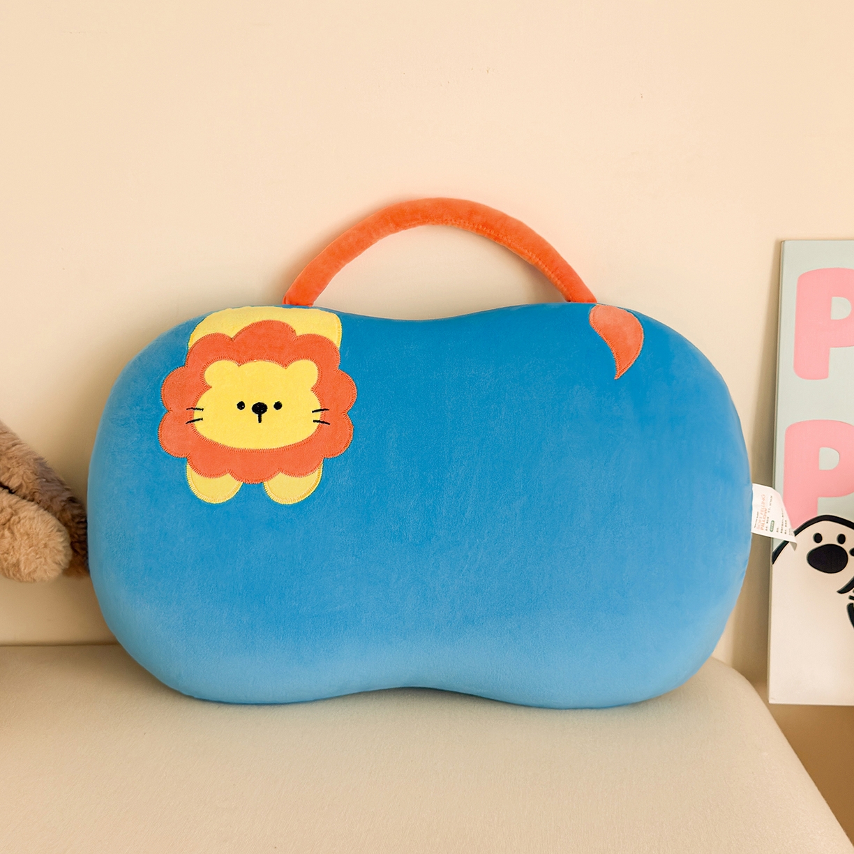 91家纺网 家纺一手货源 找家纺 云熙枕业 2025新款四面弹宝宝绒毛巾绣记忆棉猫肚枕枕头枕芯 猫肚枕-狮子蓝