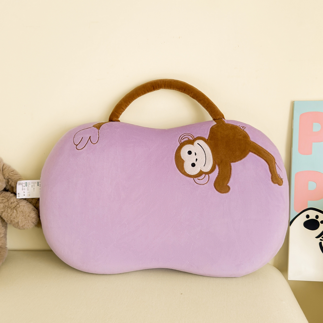 91家纺网 家纺一手货源 找家纺 云熙枕业 2025新款四面弹宝宝绒毛巾绣记忆棉猫肚枕枕头枕芯 猫肚枕-小猴紫