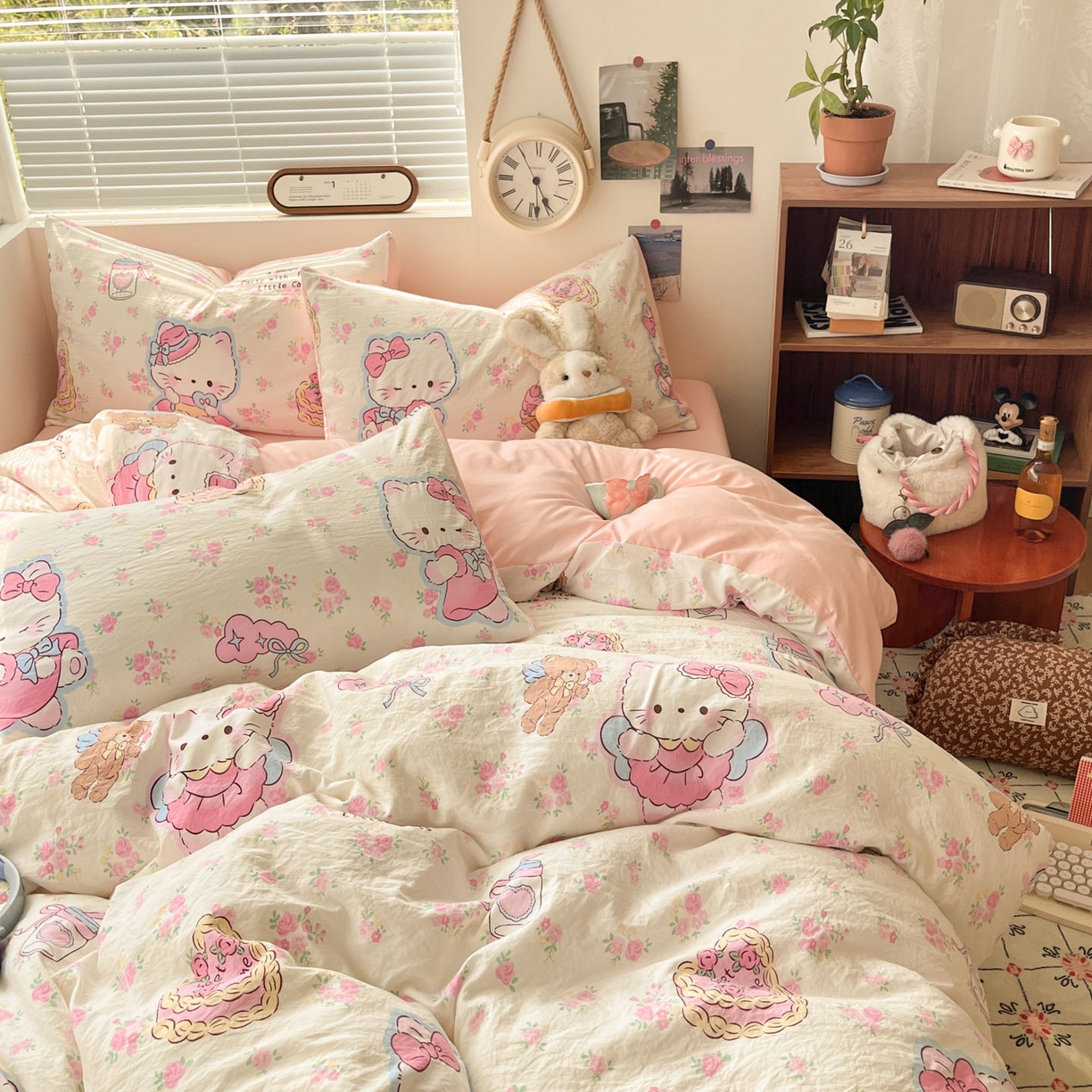 91家纺网 家纺一手货源 找家纺 优承佳生活馆 2026新款洛丽塔风水洗印花四件套学生三件套单被套系列 卖萌咪咪