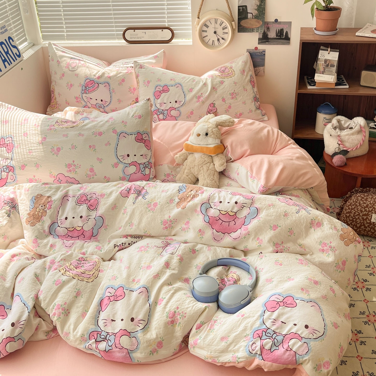 91家纺网 家纺一手货源 找家纺 优承佳生活馆 2026新款洛丽塔风水洗印花四件套学生三件套单被套系列 卖萌咪咪