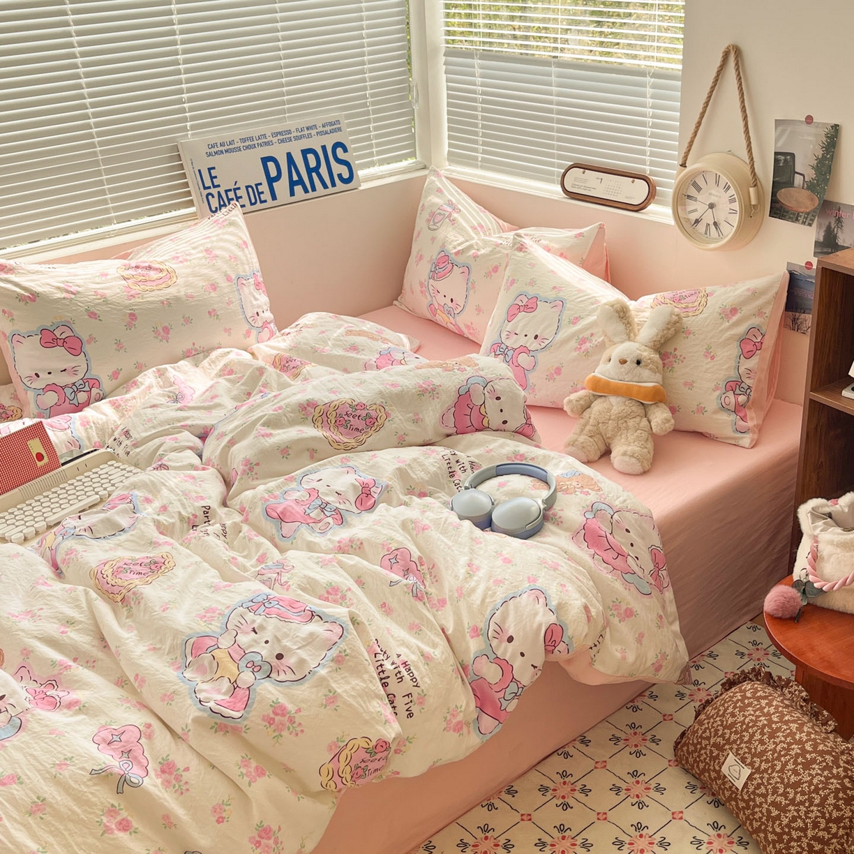 91家纺网 家纺一手货源 找家纺 优承佳生活馆 2026新款洛丽塔风水洗印花四件套学生三件套单被套系列 卖萌咪咪